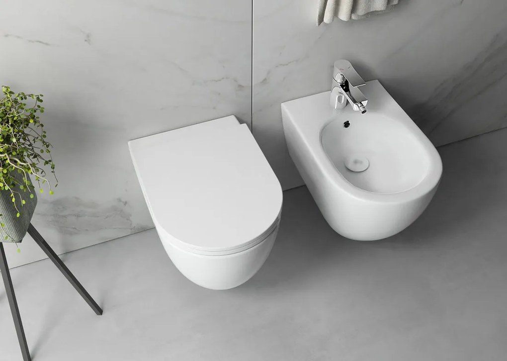 Isvea Isvea, INFINITY závesná WC misa, Rimless, 36,5x53cm, matná biela, 10NF02005-2L