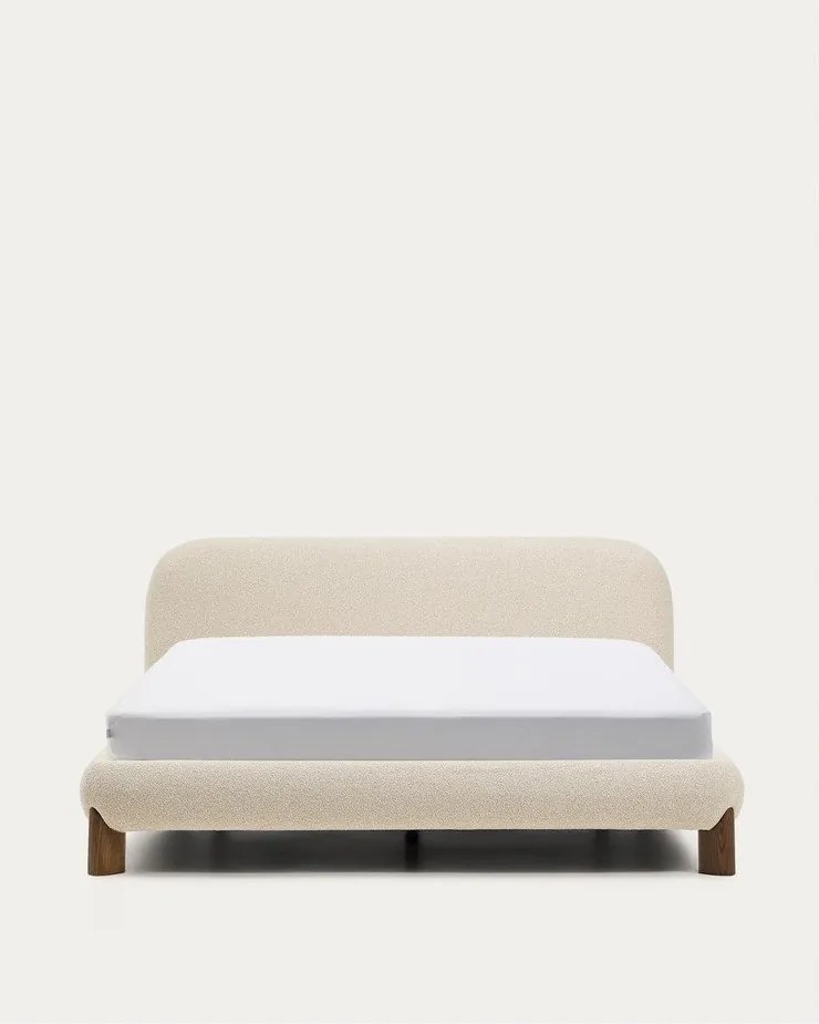 Béžová čalúnená dvojlôžková posteľ bez roštu 180x200 cm Odina – Kave Home