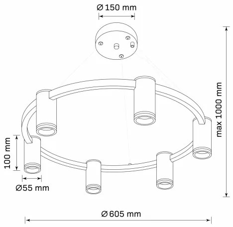 Luster na lanku PARIS 6xGU10/12W/230V čierna