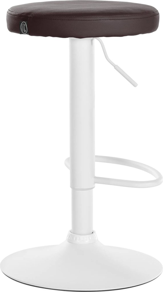 Barová stolička Ponte - koženka, biely rám - Hnedá