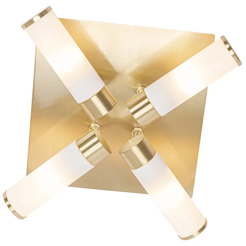 Moderné stropné svietidlo do kúpeľne mosadzné 4-žiarovkové IP44 - Bath