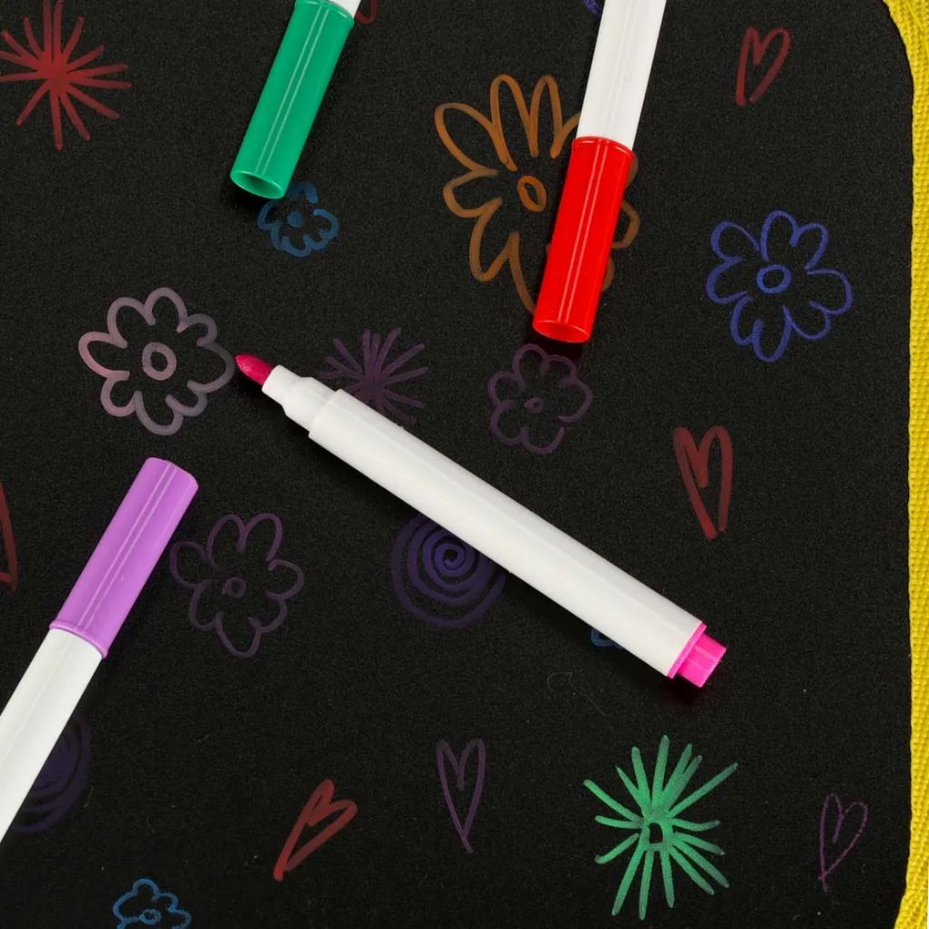 KIK Prenosný kriedový skicár Medvedík – vodotesný, umývateľné kriedové fixky, 14 strán