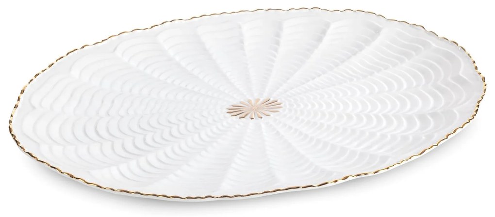 DEKORAČNÝ KERAMICKÝ TANIER GAIA 41X28X3 CM KRÉMOVÁ