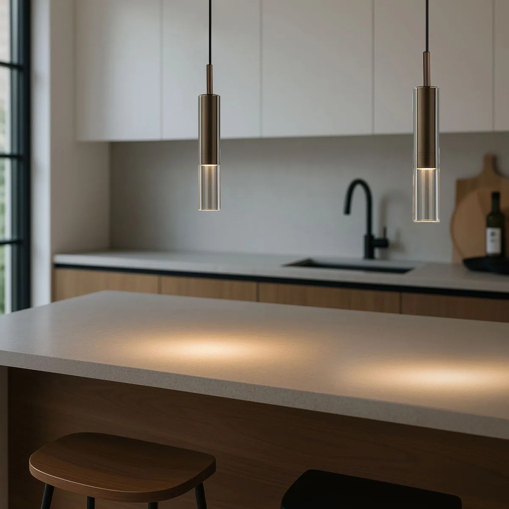 Moderný reflektor tmavý bronz s čírym sklom pre 1-fázový koľajnicový systém - Slimline Loyce