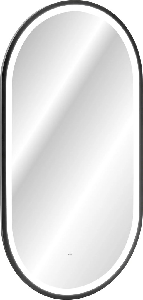 Comad Závesné zrkadlo s LED osvetlením Apollo 2 Black 50x90 cm s pohybovým senzorom, čierna