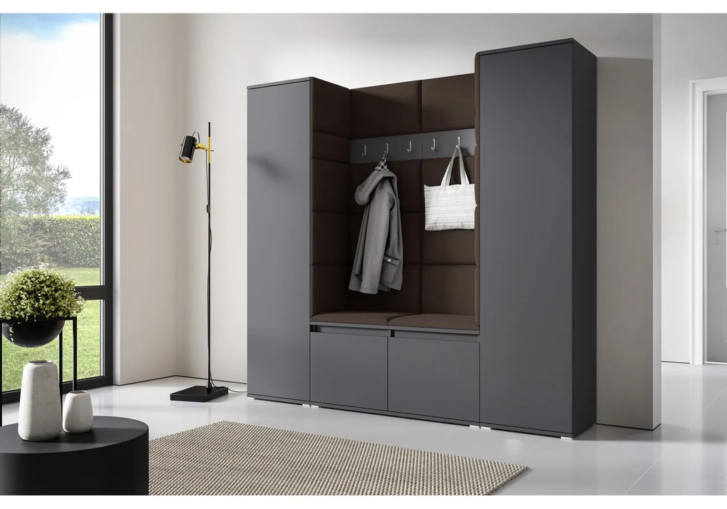 Predsieňová stena AMI 31 Bez zrkadla Grafit Tmavo hnedá