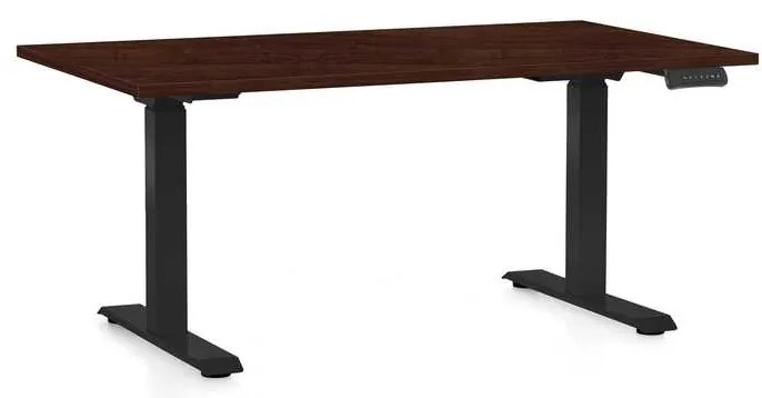 Výškovo nastaviteľný stôl OfficeTech C, 120 x 80 cm, čierna podnož, wenge