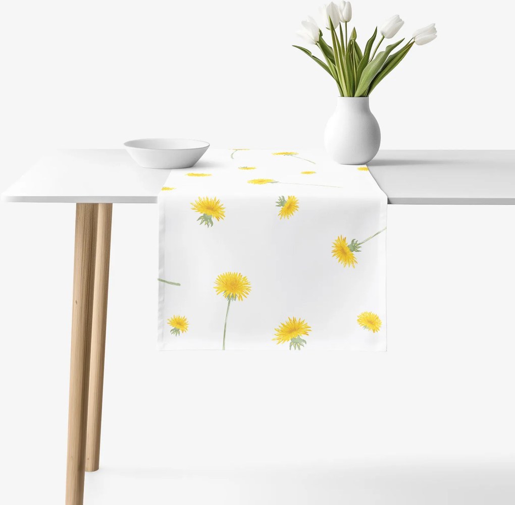 Goldea behúň na stôl 100% bavlnené plátno - púpavy 50x160 cm