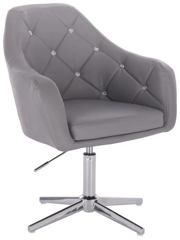 LuxuryForm DESIGN Kreslo ROMA na striebornom kríži - šedé