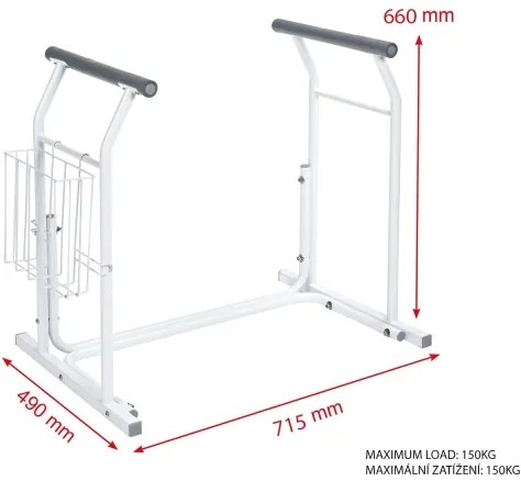 Ridder - Oporné mobilné madlá k WC 66x71,5 cm biele