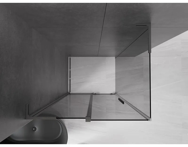 Mexen Velar L, sprchový kút s posuvnými dverami 100 x 80 cm, 8mm šedé sklo, grafit brúsený, 871-100-080-43-66