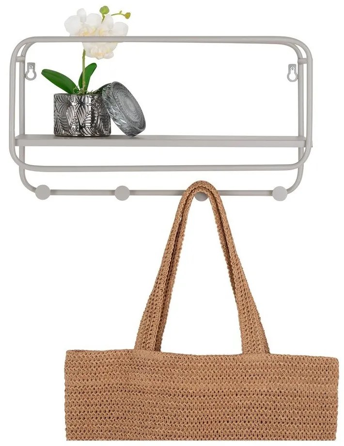 Svetlosivý kovový nástenný vešiak s poličkou Feira – House Nordic