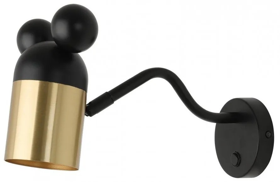 Nástenné svietidlo v čierno-zlatej farbe ø 8 cm Mouse – GTV