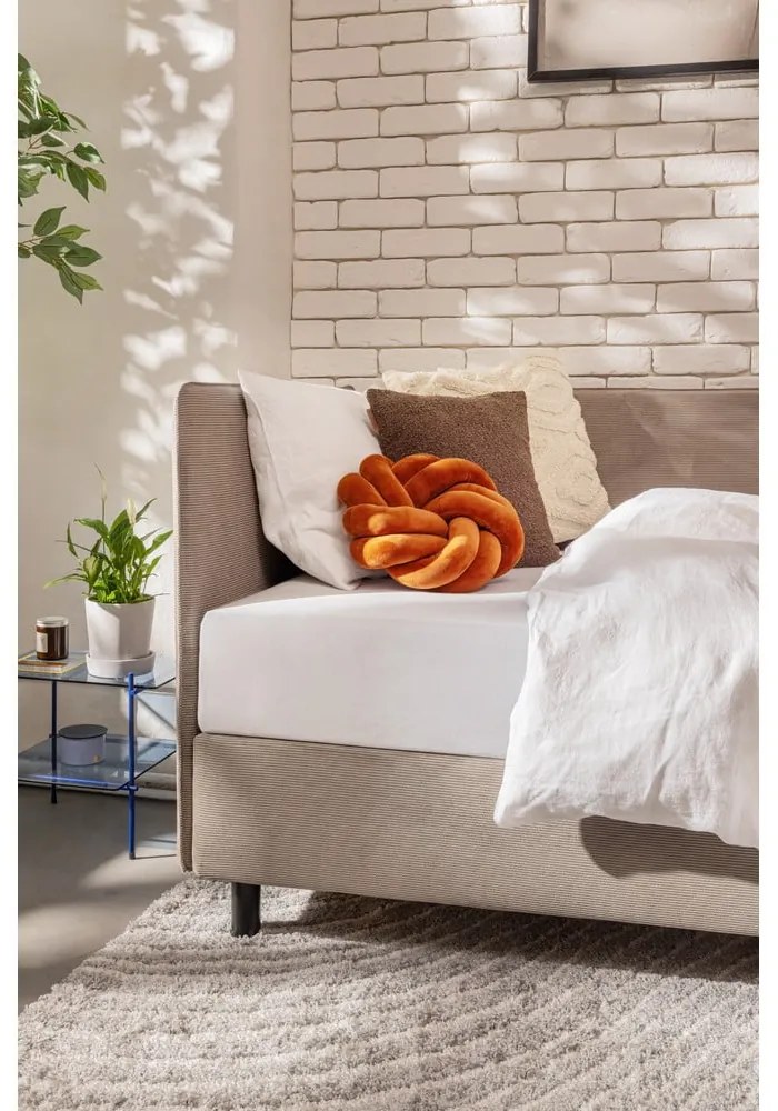 Čalúnená jednolôžková posteľ taupe s úložným priestorom s matracom 90x200 cm Avela – Bonami Selection