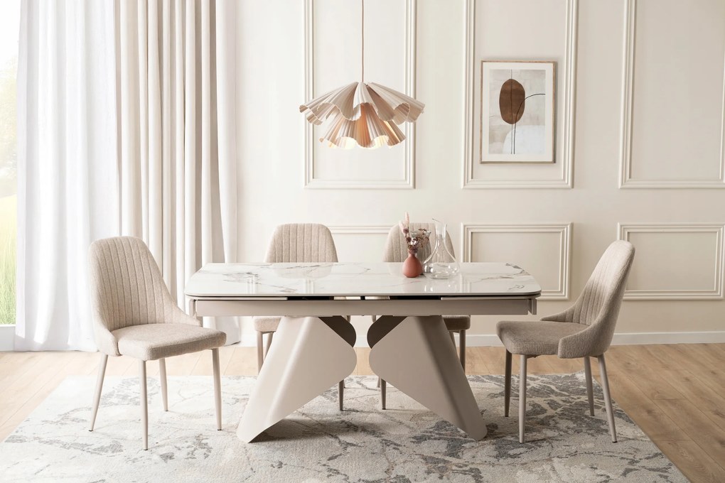 Keramický rozkladací stôl do jedálne, biely, VERONA 160/240