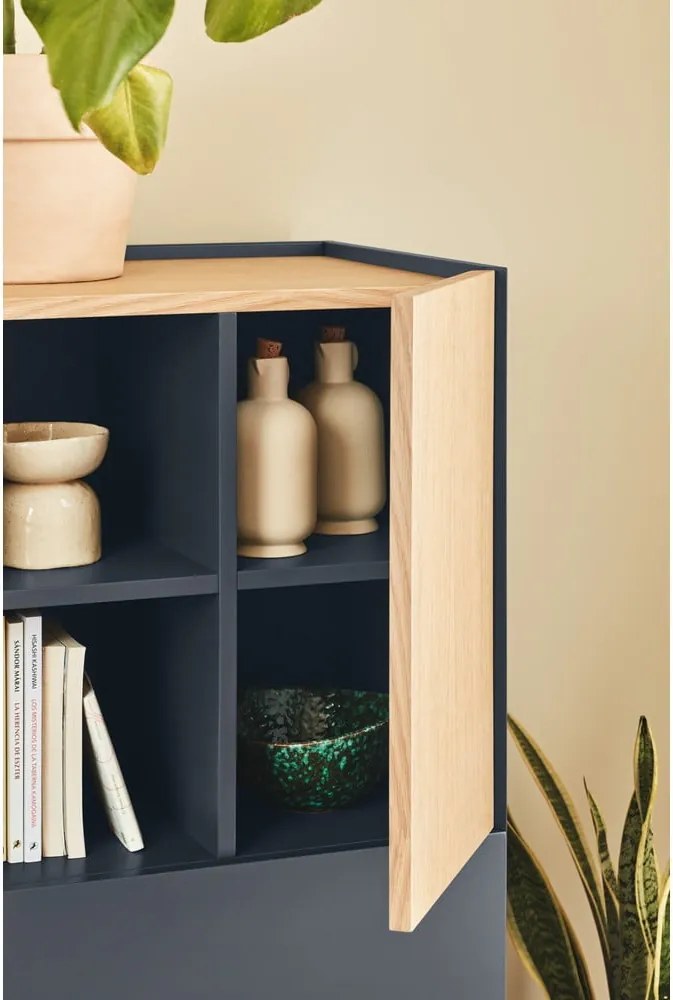 Vysoká komoda v dekore duba v antracitovo-prírodnej farbe 100x120 cm Otto – Teulat