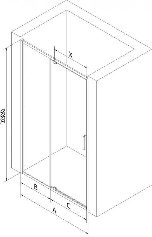 Mexen Exo, výklopné sprchové dvere 95 cm, číre sklo, zlatá, 819-095-000-50-00