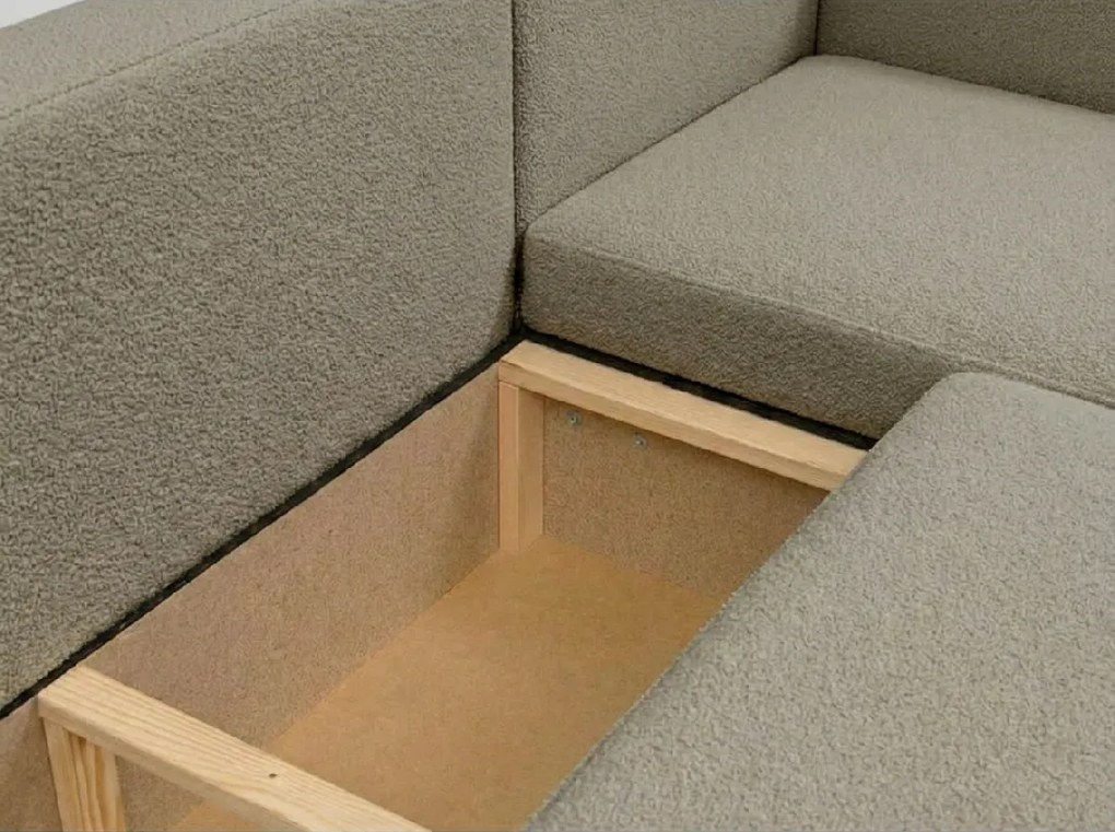 Rozkladacia sedacia súprava do U SMART BOUCLE 303x143 cm, sivohnedá