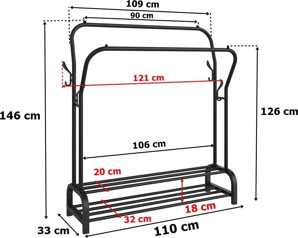Vešiak na oblečenie v čiernej farbe LARY