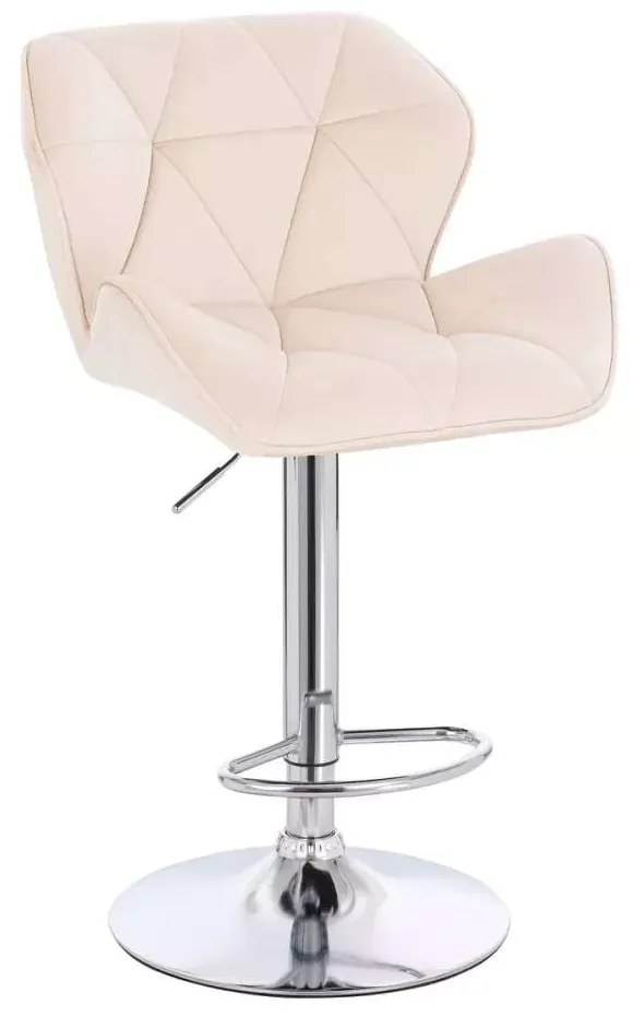LuxuryForm DESIGN Barová stolička MILANO VELUR na striebornom tanieri - krémová