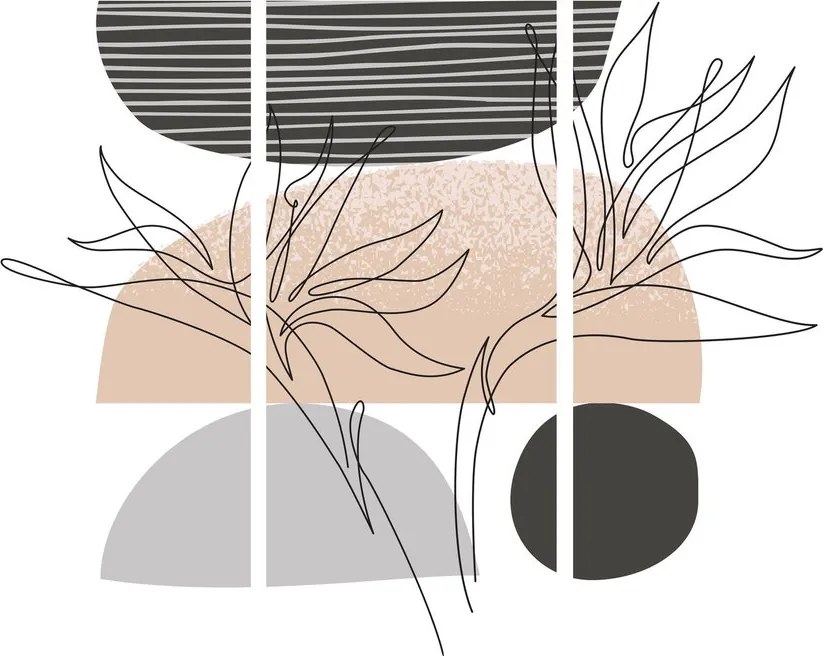 Obraz - Line art kvety N⁰2 (150x105 cm)
