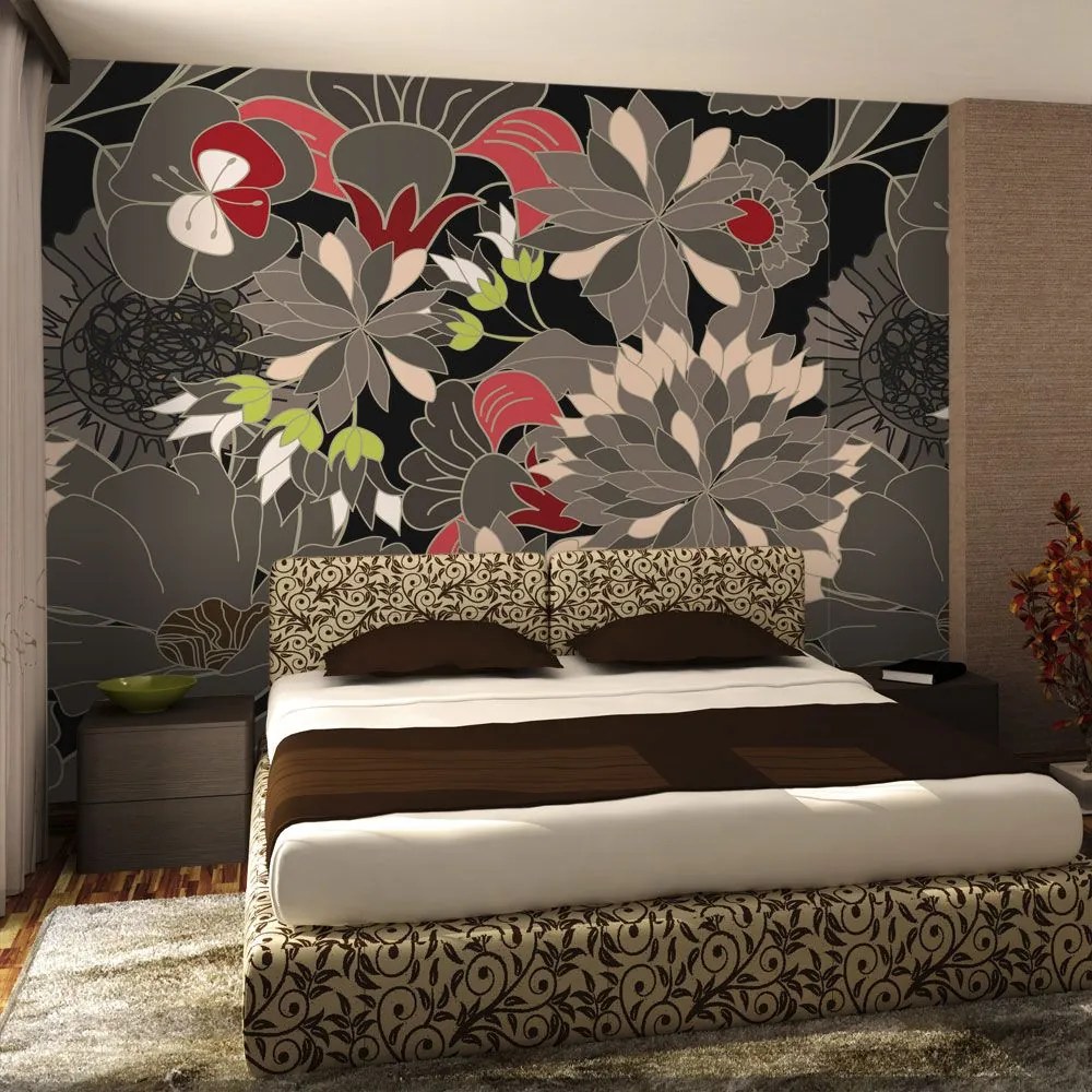 Fototapeta - floral design - gray 200x154