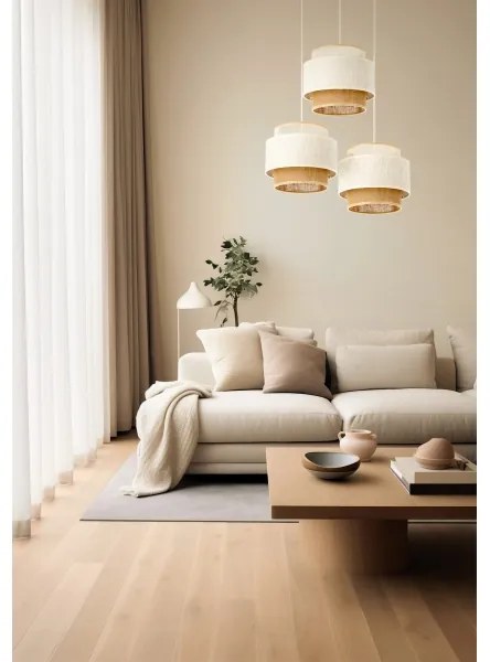 Závesné svietidlo BOHO 3xE27/60W/230V biela/juta