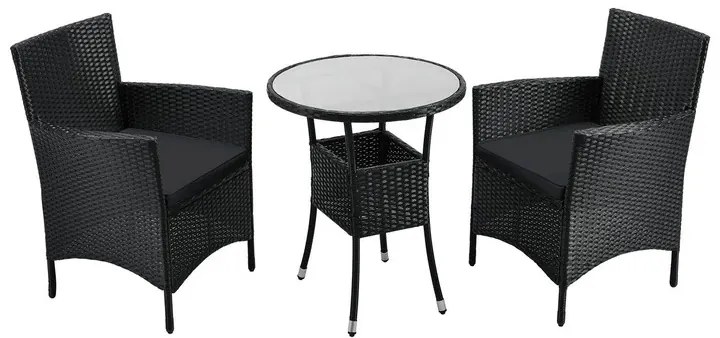InternetovaZahrada Balkónový set Bayamo - čierny + šedé podušky