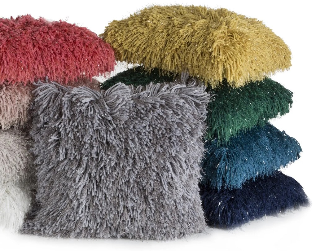 CHLPATÁ DEKORAČNÁ OBLIEČKA NA VANKÚŠ CELIA 40X40 CM KORALOVÁ