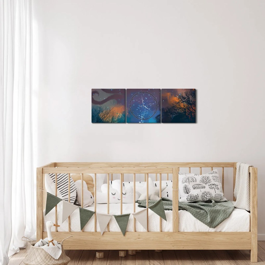 Obraz - Kúzliaci čarodejník (s hodinami) (90x30 cm)