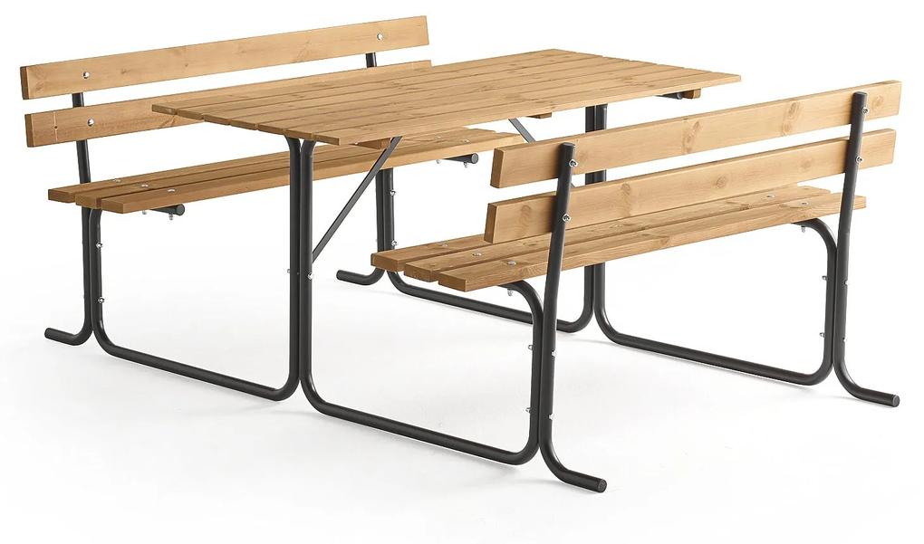 Záhradný stôl s lavičkou PARK PINE, 1500 mm, hnedá