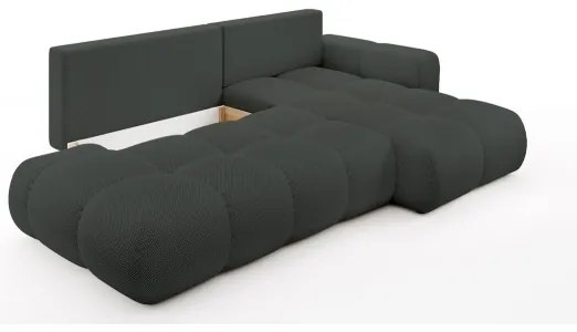 Rozkladacia rohová čalúnená sedacia súprava s úložným priestorom do tvaru L ALMADA pravá antracitová