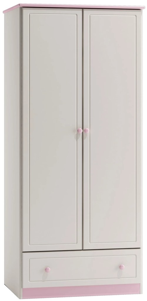 Detská skriňa - šuflík: Biela - ružová 160cm 90cm