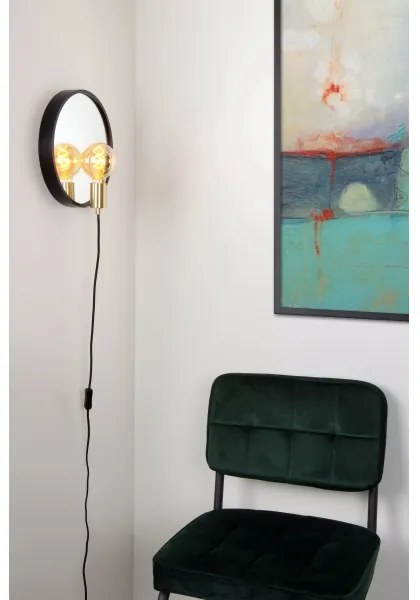 Lucide 36213/31/30 - Nástenné svietidlo so zrkadlom REFLEX 1xE27/25W/230V čierna