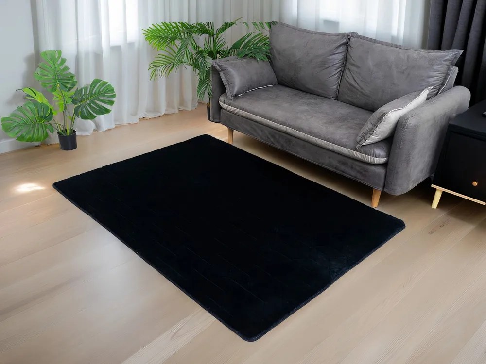 TZ Čierny obdĺžnikový koberec 3D Rabbit Rozmer: 200x300