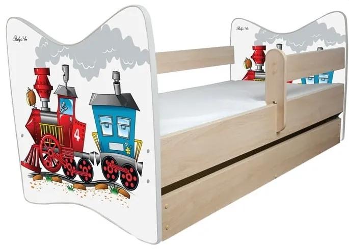 Detská posteľ " Vláčik " deluxe, Rozmer 140x70 cm, Farba dub jasný, Matrace penový matrac 6 cm
