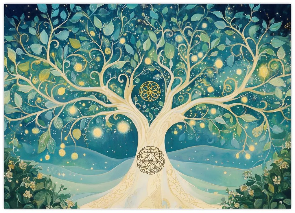 Obraz – Magický strom so špirálami (70x50 cm)