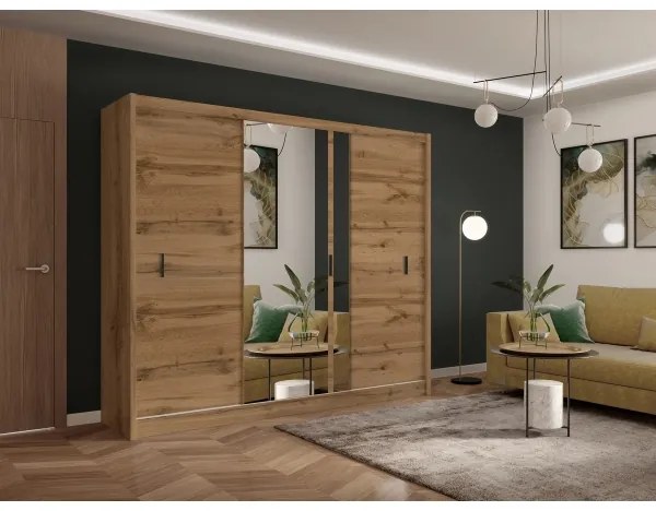 Šatní skriňa so zrkadlom SABRINA 250x215 cm dub woltan