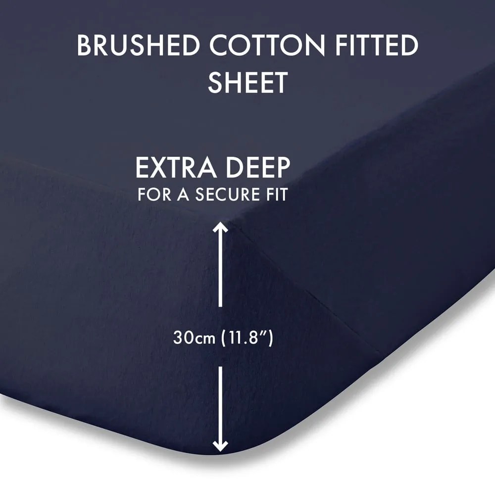 Tmavomodrá napínacia flanelová plachta 150x200 cm Brushed – Catherine Lansfield