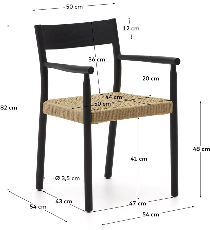 Čierna/v prírodnej farbe jedálenská stolička z dubového dreva Yalia – Kave Home