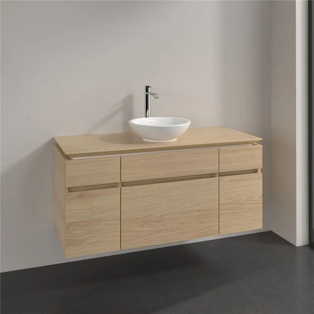 VILLEROY &amp; BOCH Legato závesná skrinka pod umývadlo na dosku (umývadlo v strede), 5 zásuviek, 1200 x 500 x 550 mm, Nordic Oak, B57800VJ