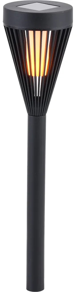 Exteriérové solárne svietidlo Flame, 1x čierne plastové tienidlo