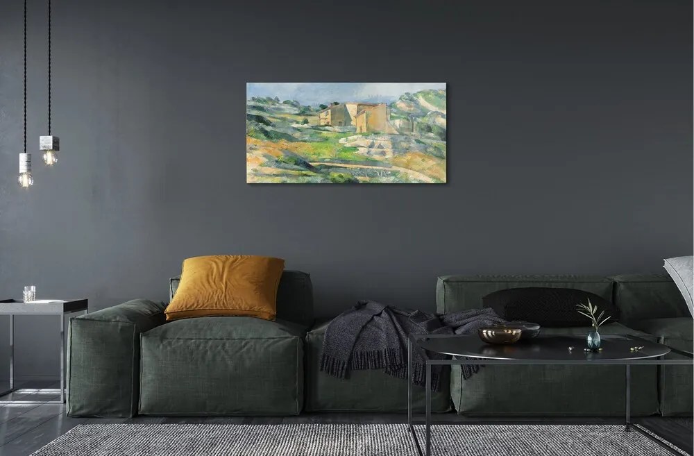 Obraz na skle Art maľoval dom na kopci 100x50 cm