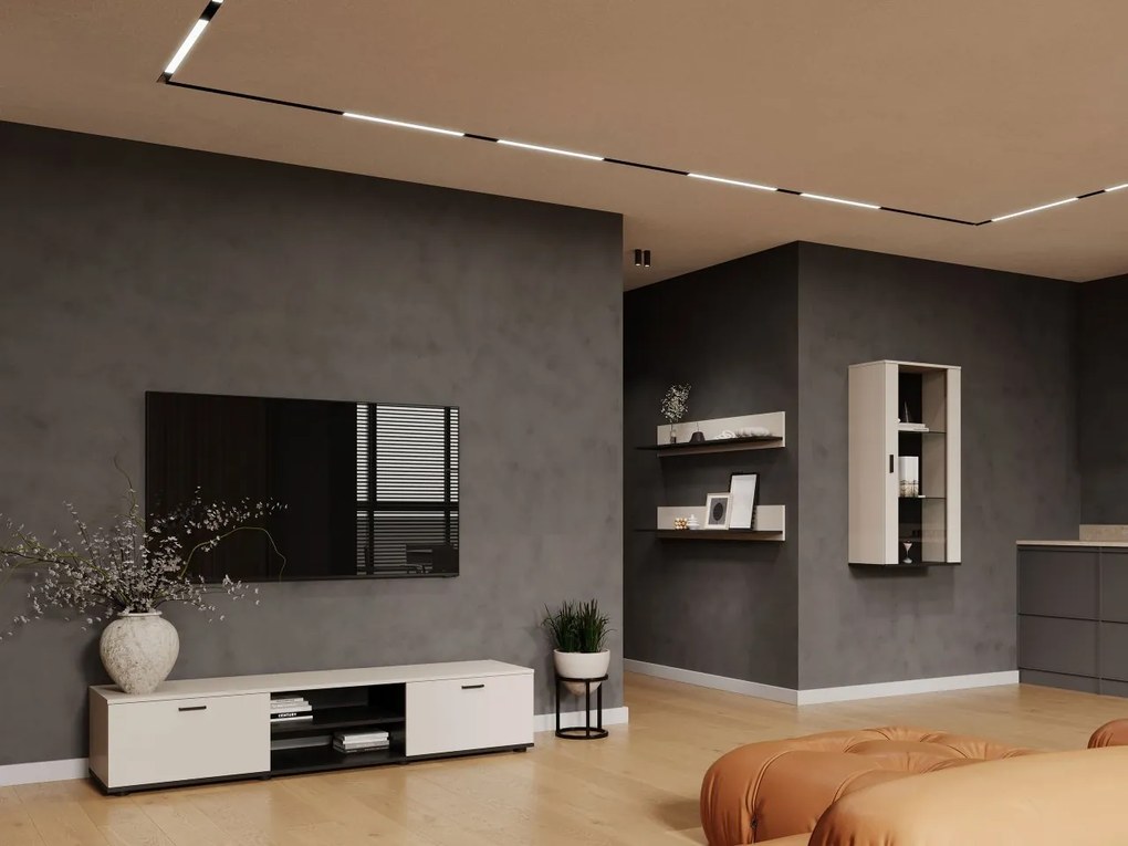 Obývacia stena Boho V, Osvetlenie: bez osvetlenia, Farby: biela / biely lesk