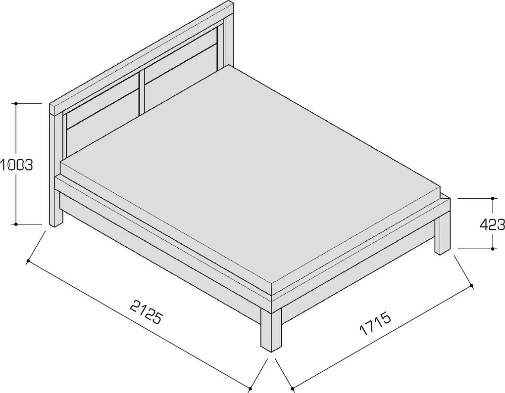Moderná dubová manželská posteľ BA, 140/160/180/200 x 200 cm 160 cm