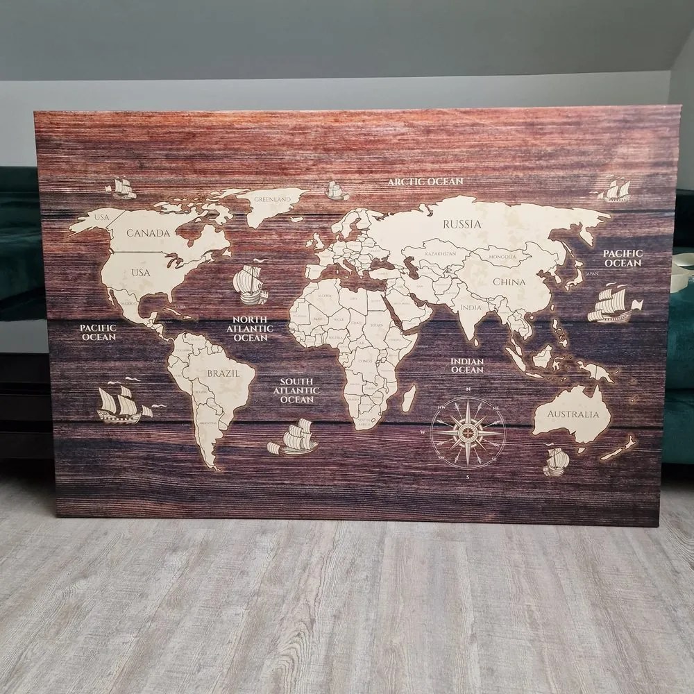 Obraz na korku mapa na dreve - 120x80 transparent