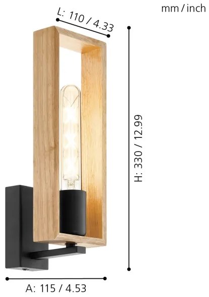 Eglo 44055 - Nástenné svietidlo LITTLETON 1xE27/60W/230V