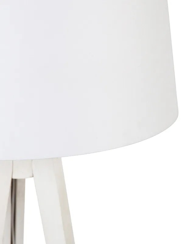 Moderná stojaca lampa trojnožka biela s tienidlom z ľanu biela 45 cm - Tripod Classic