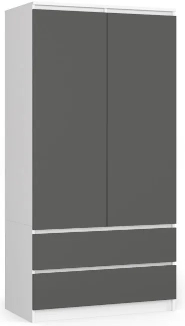 Skriňa S 90 cm 2D 2SZ CLP biela / sivá