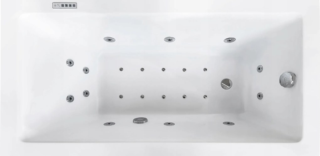 Veľká obdĺžniková stenová vaňa s hydromasážnou vírivkou 170x70